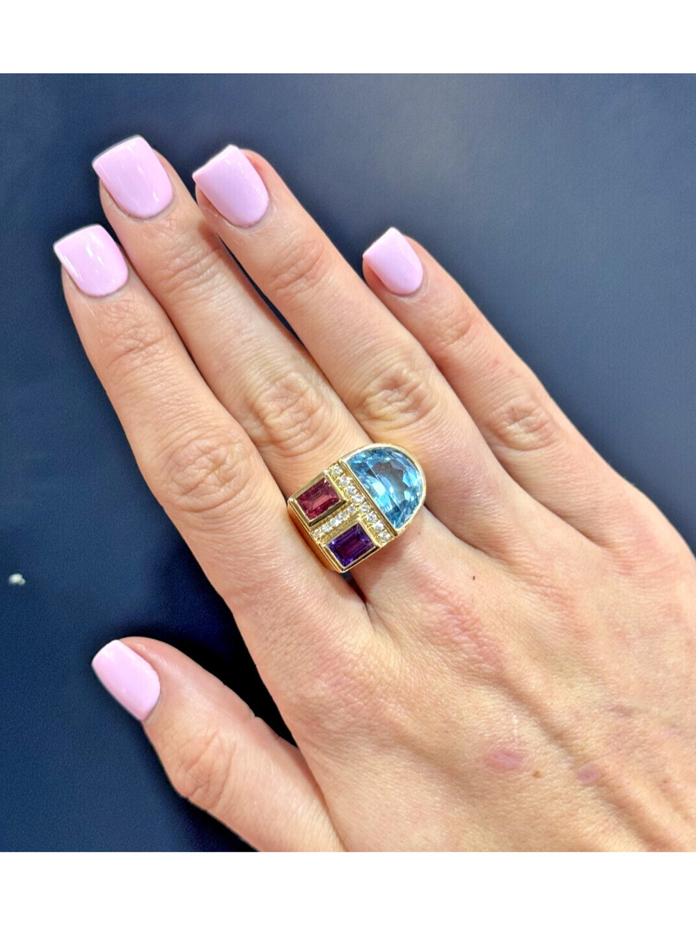14K YELLOW GOLD MULTI STONE RING